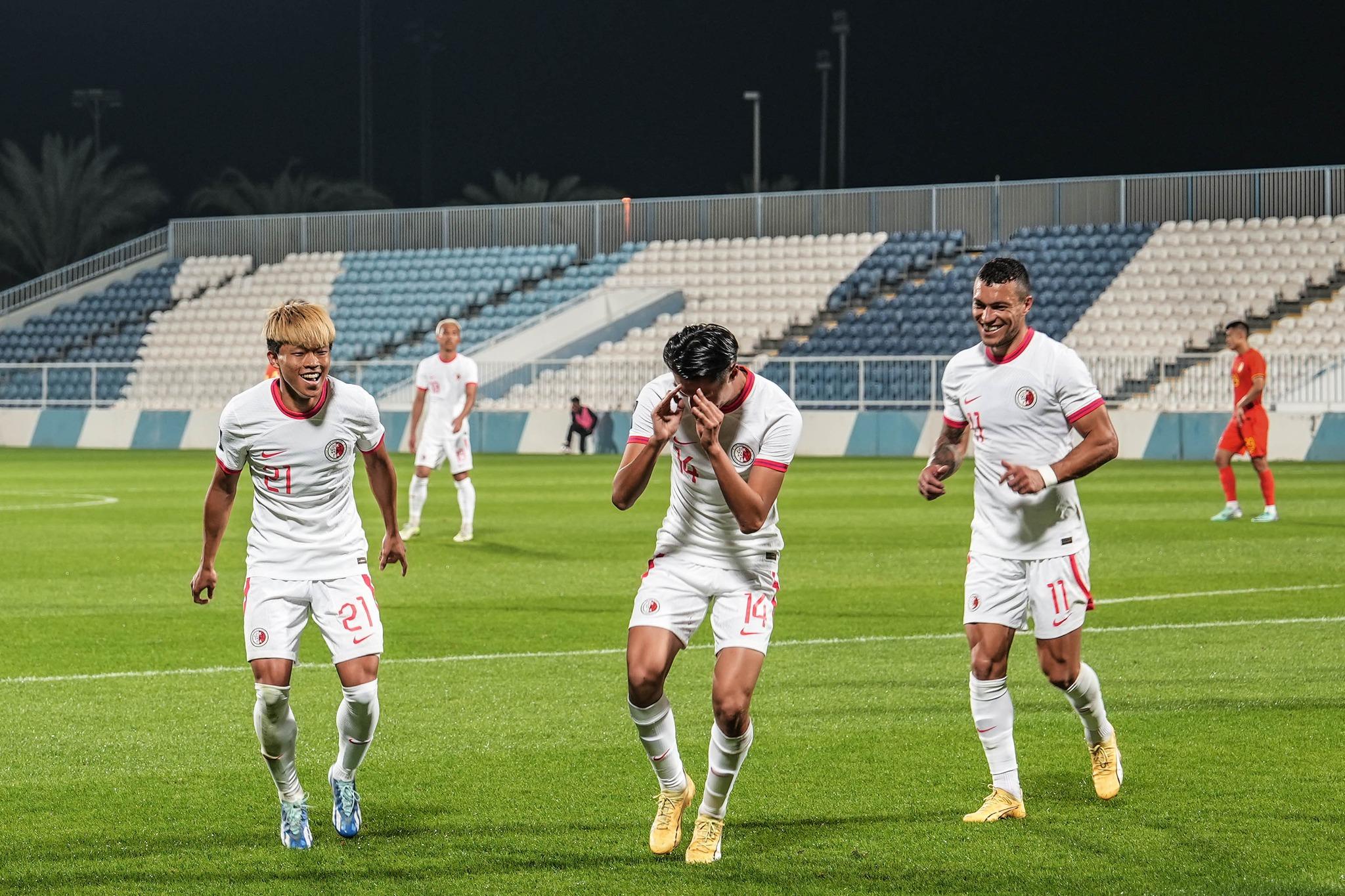 香港隊在阿聯酋閉門友賽擊敗國足。(香港足總圖片)