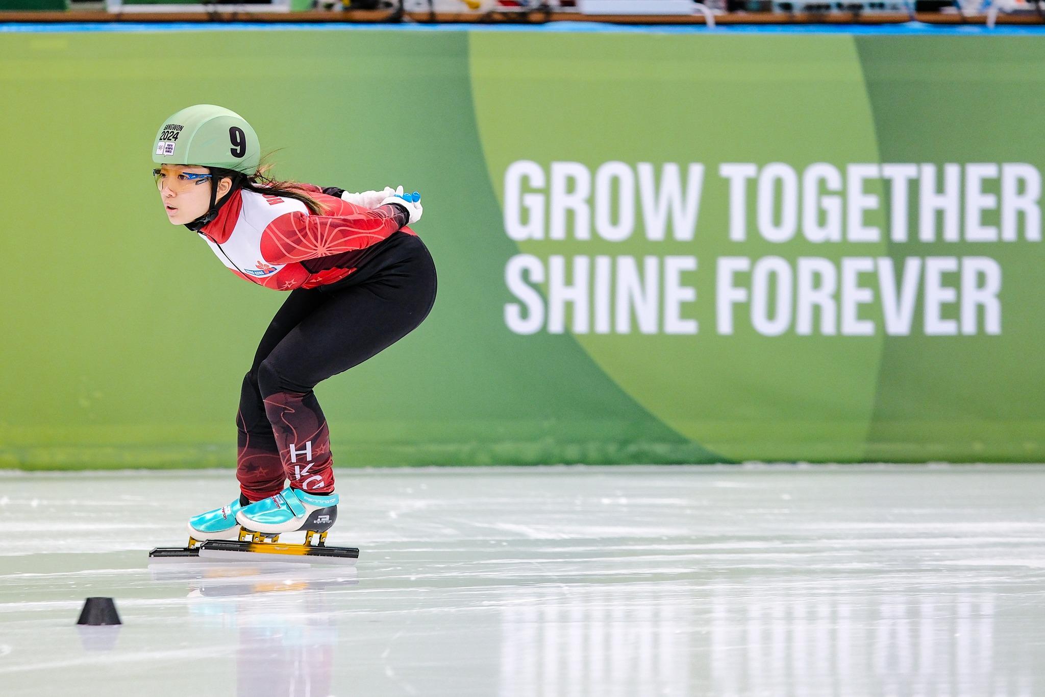 陳倩凝冬青奧短道速滑刷新PB(港協暨奧委會圖片 )