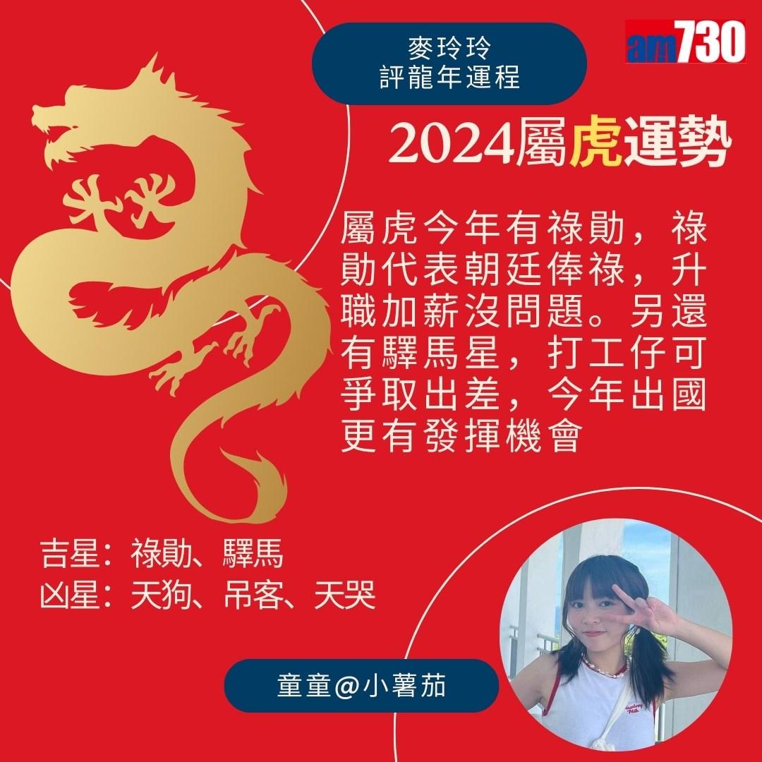 農曆新年2024|麥玲玲運程預測龍年運勢(am730製圖)