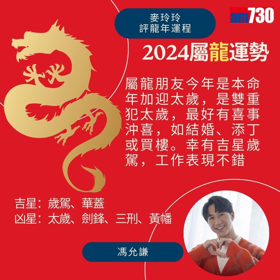 農曆新年2024|麥玲玲運程預測龍年運勢(am730製圖)