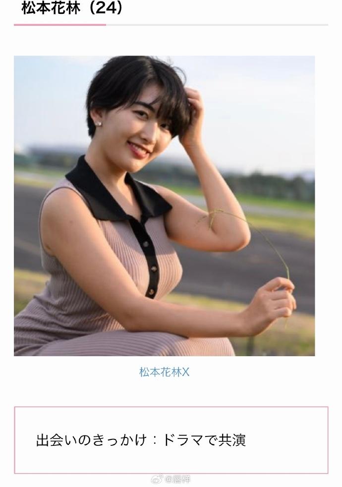 東出昌同居的3名女星之一的松本花林現年24歲。(網上截圖)