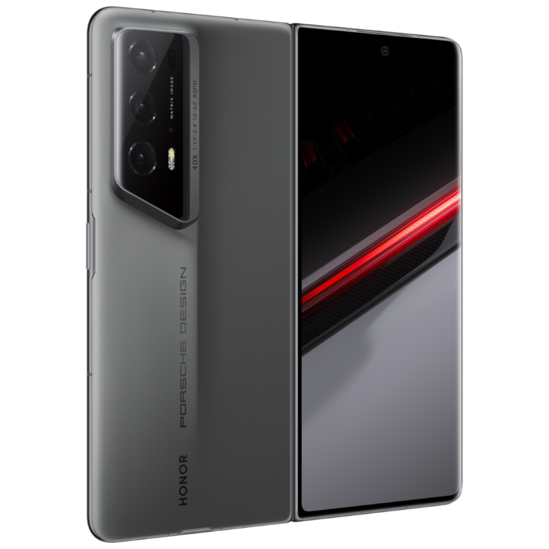 HONOR Magic V2 RSR 保時捷瑪瑙灰色示人(官網圖片)