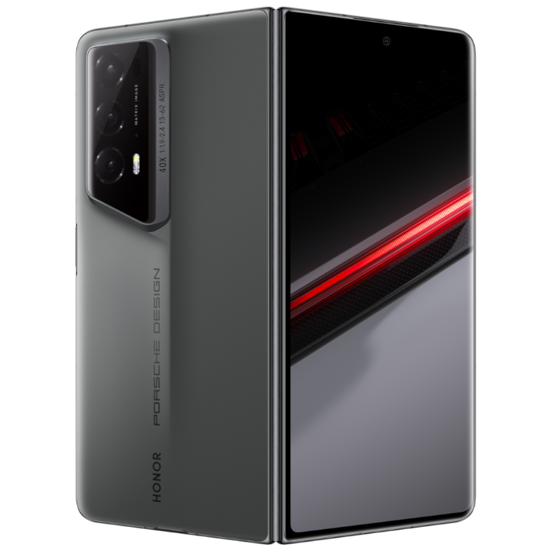 HONOR Magic V2 RSR 保時捷瑪瑙灰色示人(官網圖片)