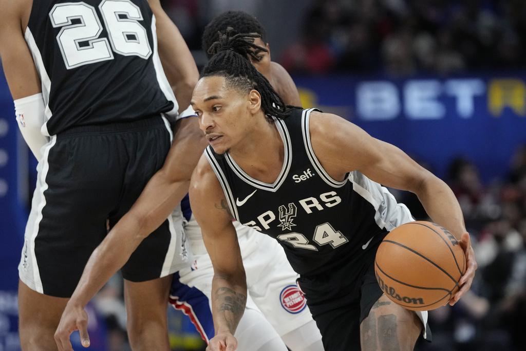 馬刺130:108擊敗活塞。(美聯社)