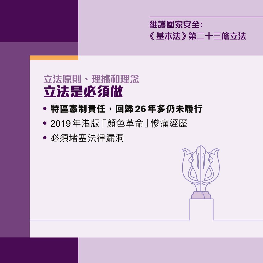23條立法|政府即日起展開立法公眾諮詢,當中諮詢文件分9章。(政府圖片)