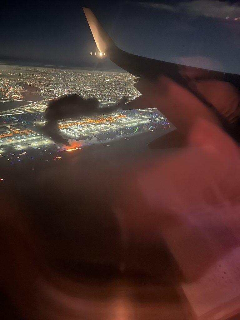 東京羽田機場 日航客機降落時跑道起火(有片)