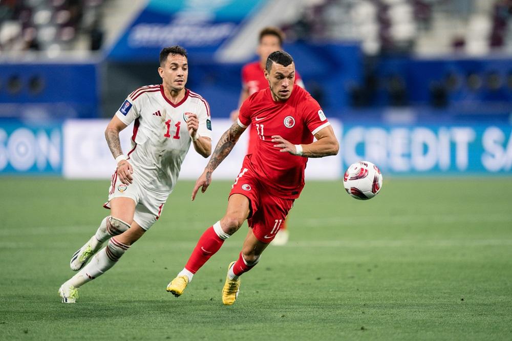 港隊前鋒艾華頓。(香港足總圖片)