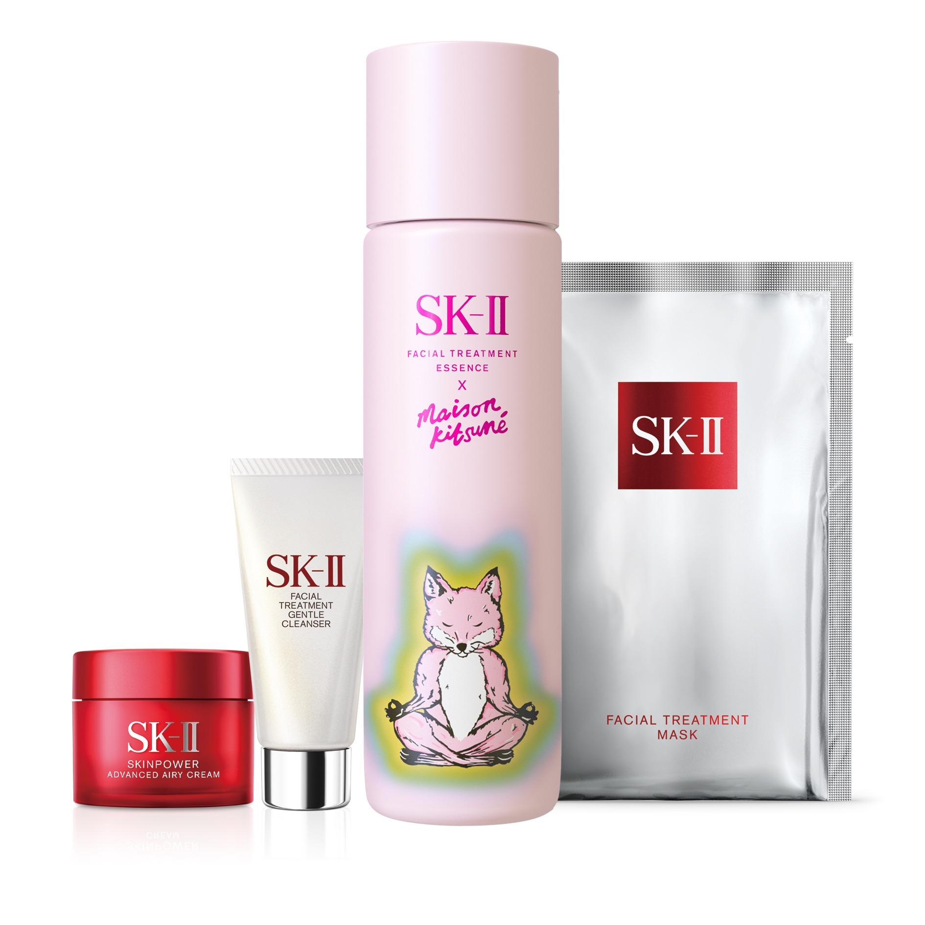 龍年2024限定美妝|SK-II x Maison Kitsuné 限量版皇牌護膚精華套裝 $1,700