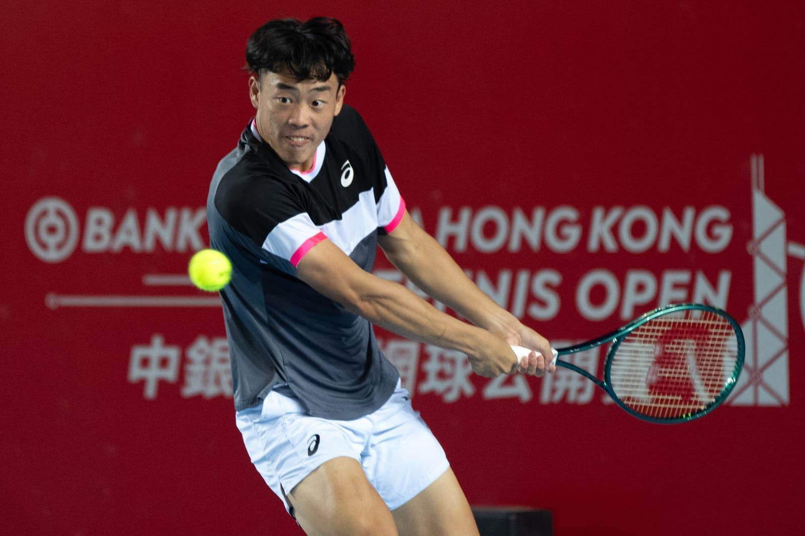 黃澤林在ATP香港賽出戰。(林靄怡攝)