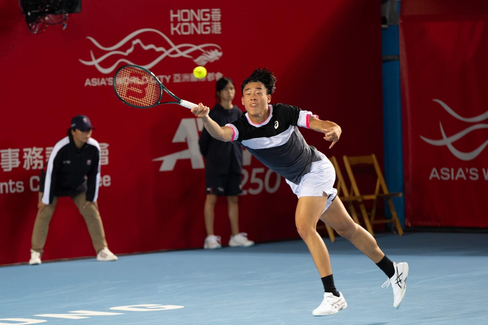黃澤林在ATP香港賽出戰。(林靄怡攝)