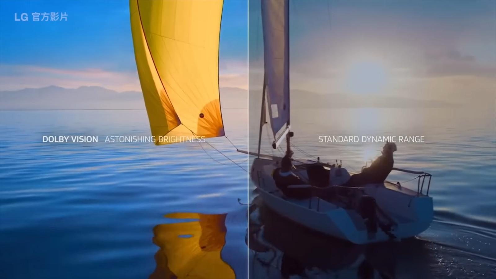 Dolby Vision(左)效果明顯。