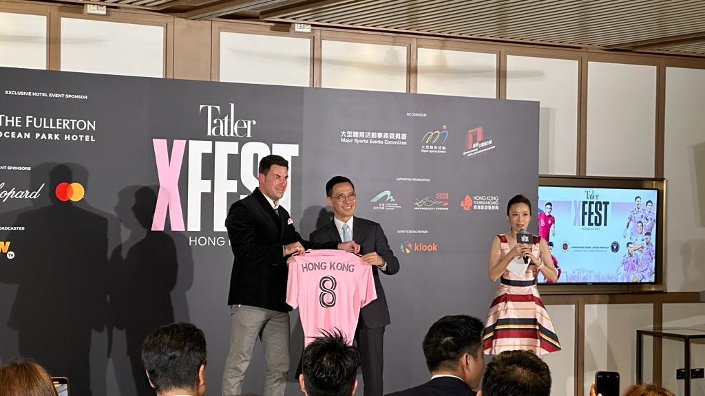 美斯訪香港,主辦方亦會舉辦兩個特別環節,安排香港隊與國際邁阿密的部分球員,與香港青少年足球梯隊學員進行交流和互動。(本報攝)