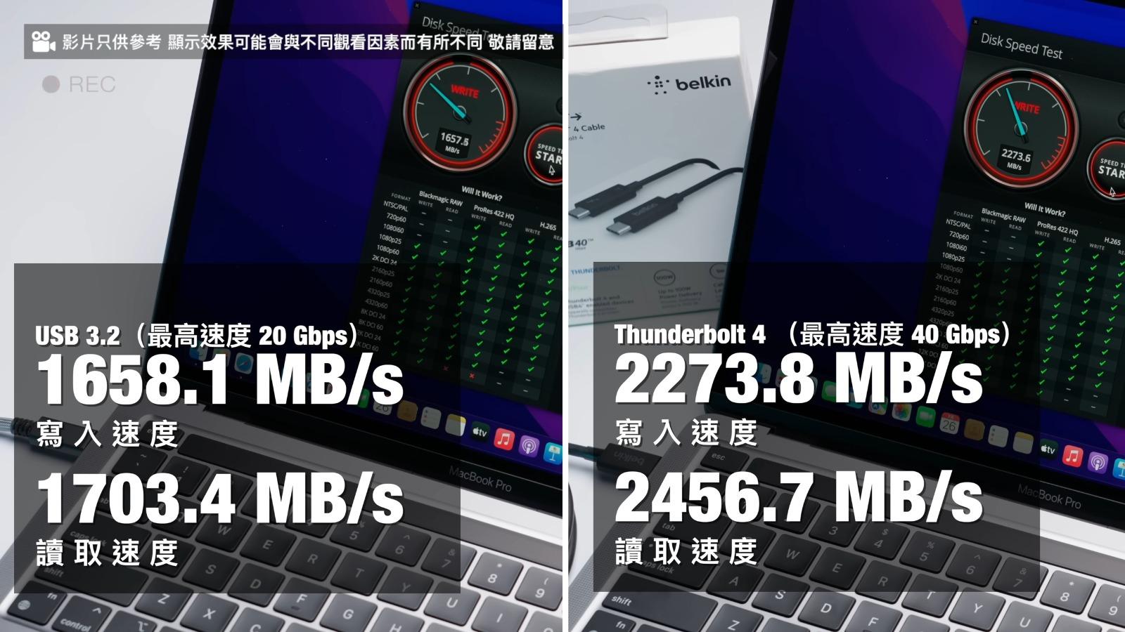 USB 3.2與Thunderbolt 4最高速度不同
