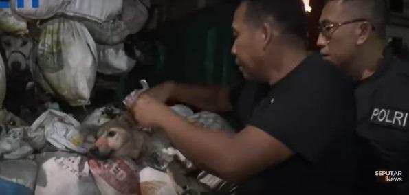 警員解開綁著狗隻的繩子。(互聯網)