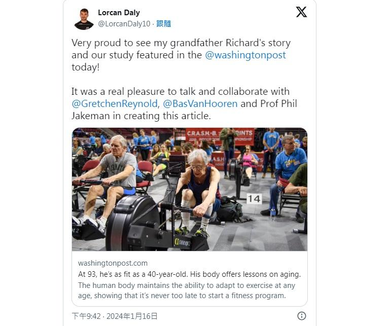 孫兒分享華郵有關祖父摩根的報道。(互聯網)