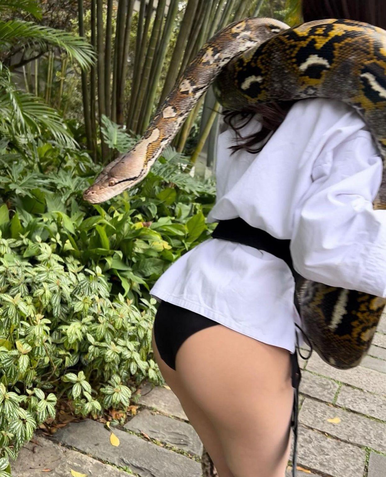 清水藍里今日分享在台灣玩蛇的連環圖。