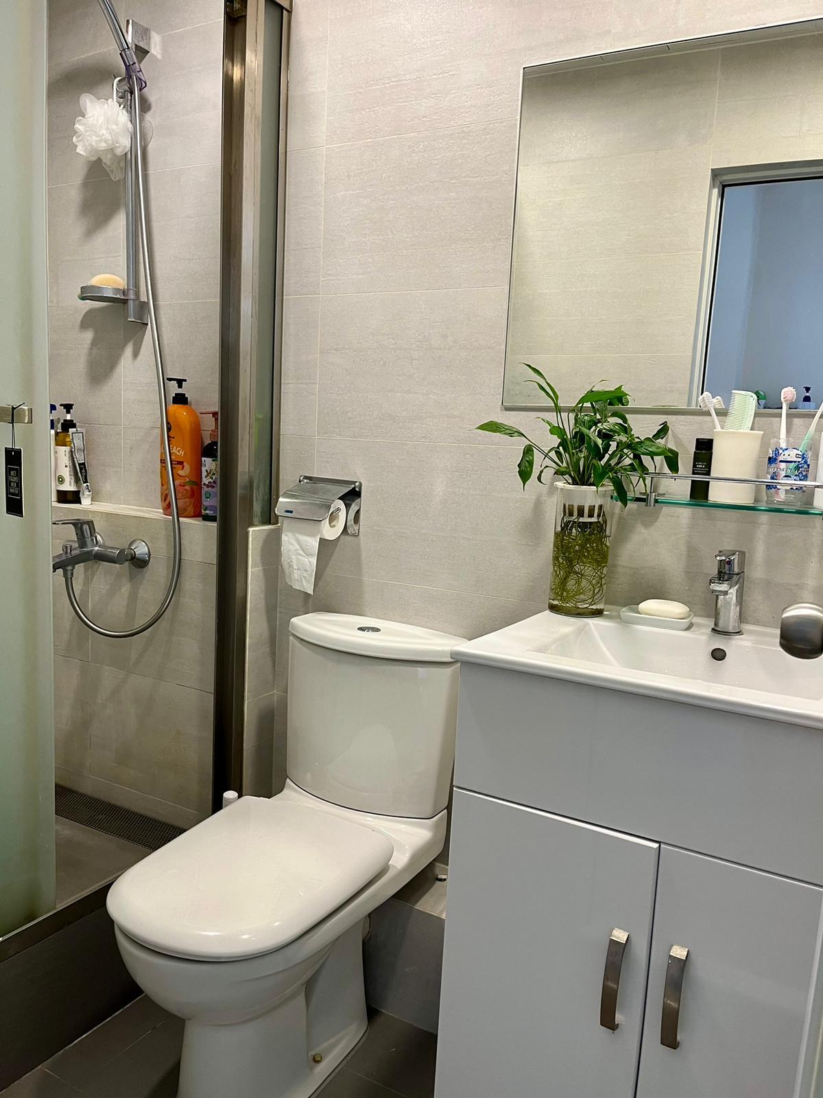 浴室以米色和灰色為主調,裝修新淨企理。