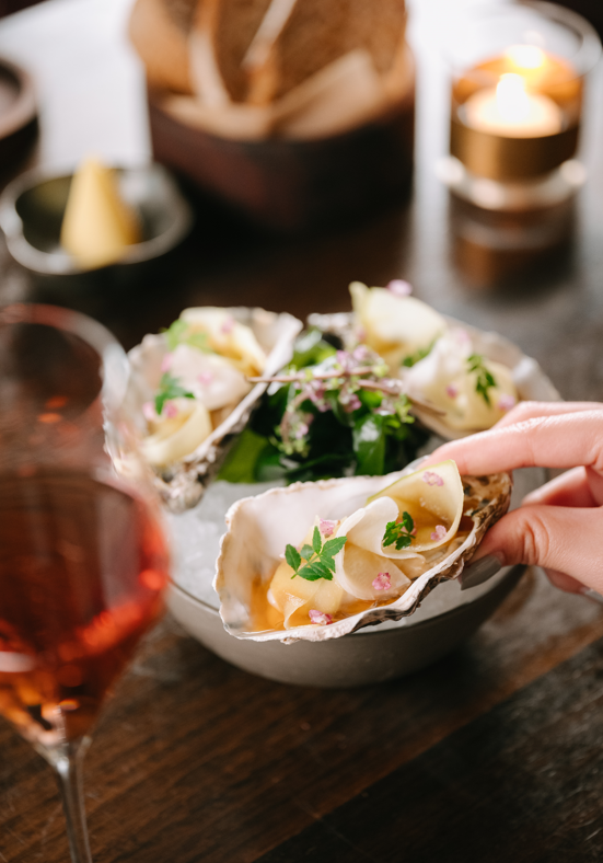 惠比壽生蠔伴柑橘醬油、大根及酢橘