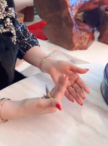 蝴蝶停在五姐手上。(影片截圖)