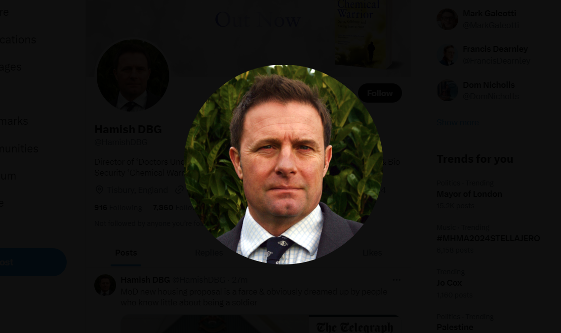 英國陸軍皇家坦克團前上校德布雷頓戈登(Hamish de Bretton-Gordon)。(互聯網)