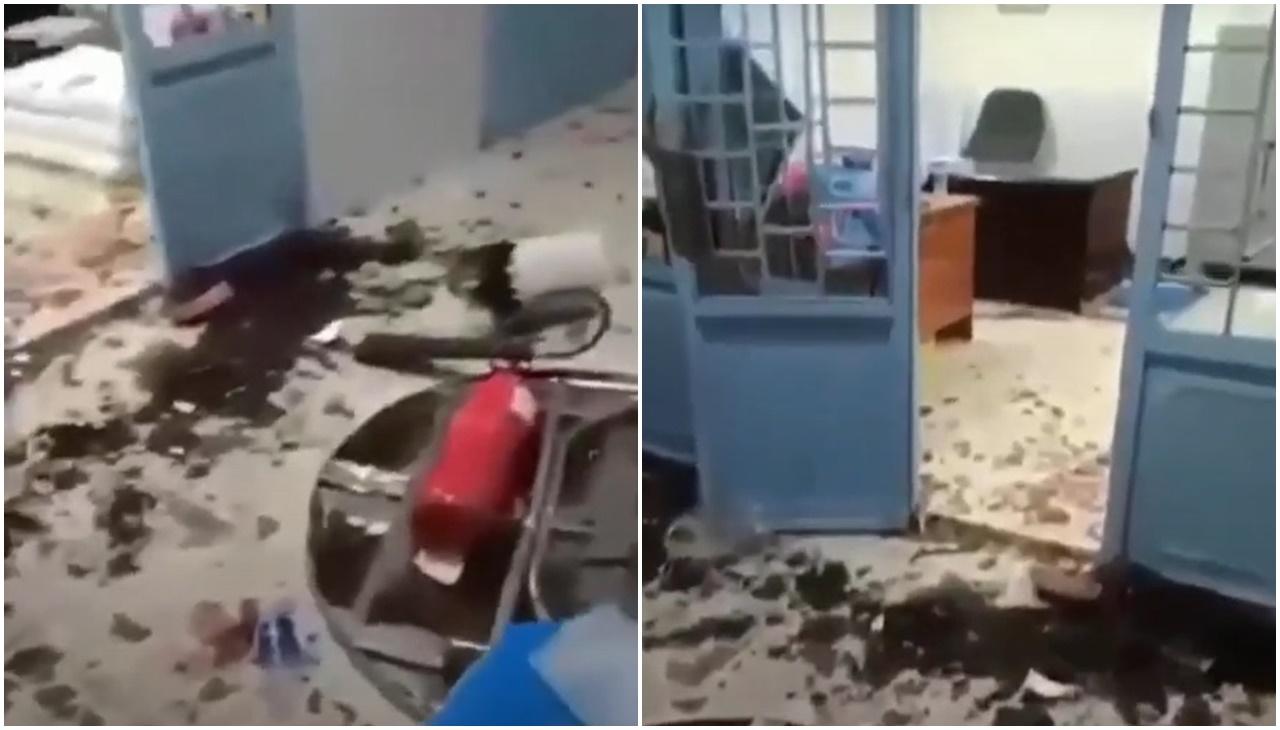 戒毒所內有設施遭受破壞。(YouTube)