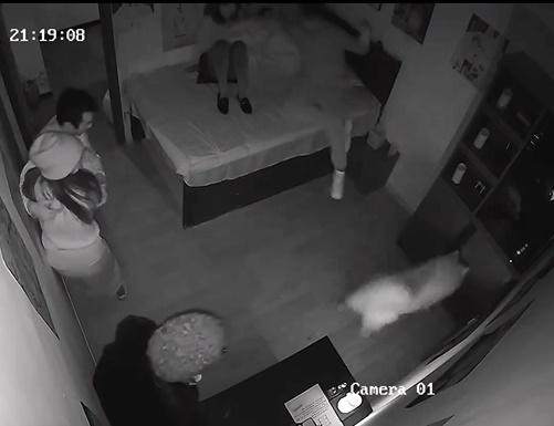 大白跟著NPC鑽入櫃子,把NPC嚇得一仆一碌地逃走去。(微博)