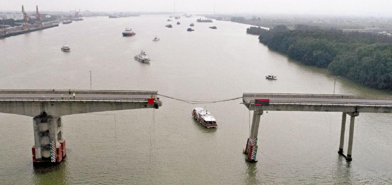 廣州 瀝心沙大橋 貨櫃船