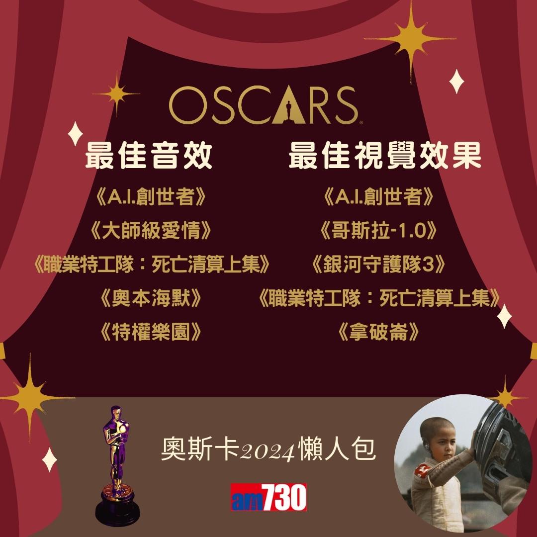 奧斯卡2024入圍名單|最佳電影、最佳男主角、最佳女主角等懶人包(am730製圖)