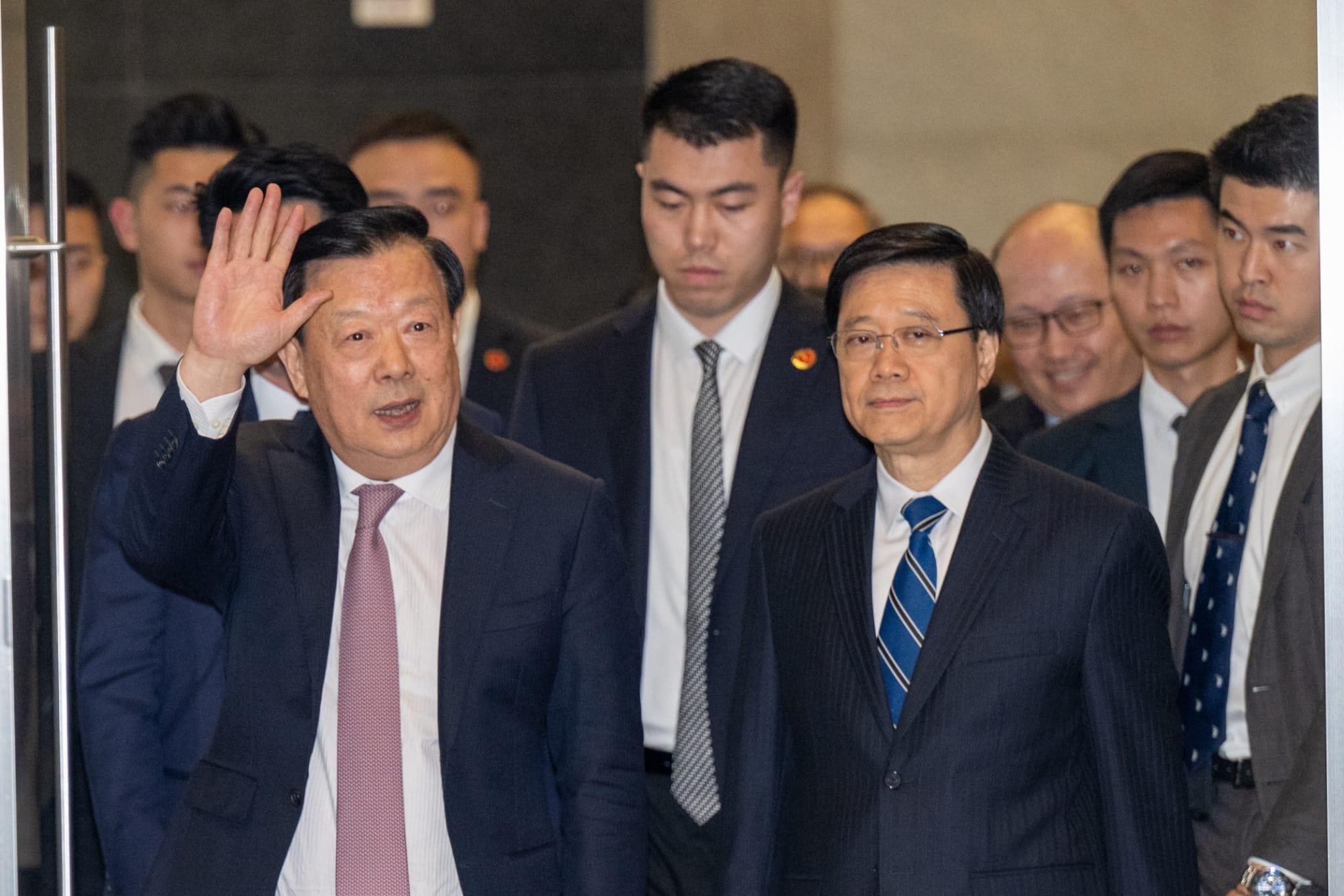 夏寶龍下午會見傳媒高層。(陳奕釗攝)