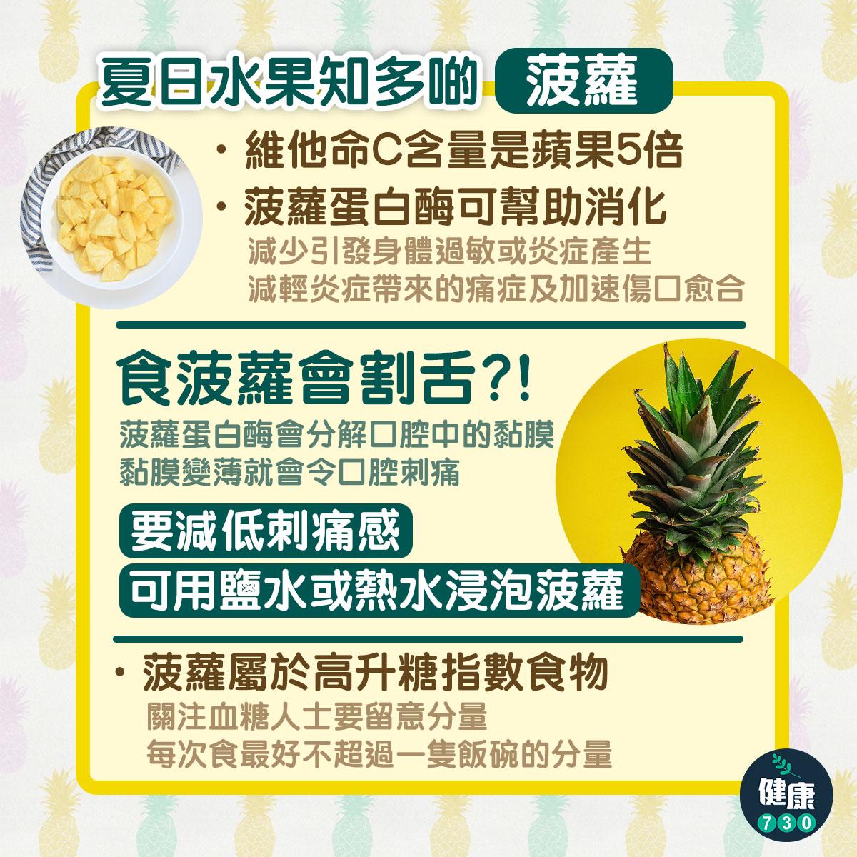 食物營養︱菠蘿功效及禁忌(am730製圖)