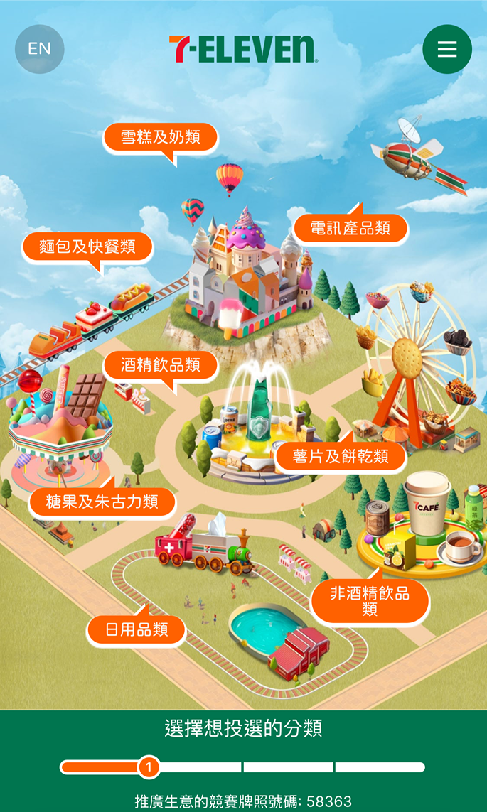 選擇你想投選的類別及品牌。