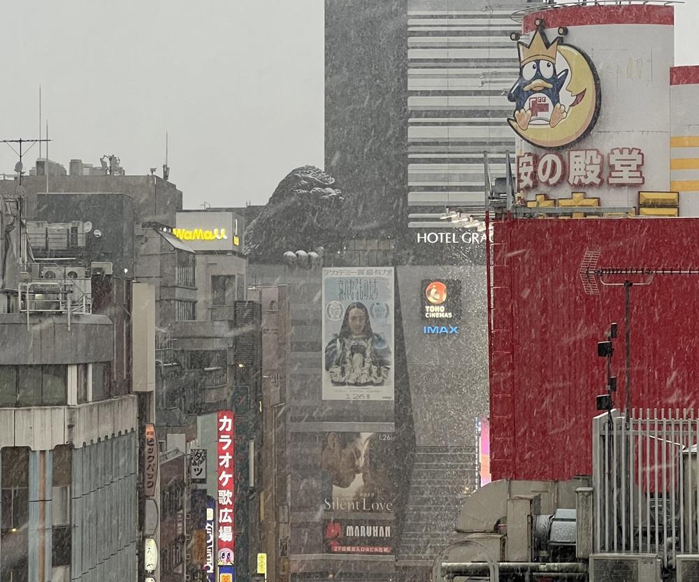 新宿歌舞伎町下雪。(X)