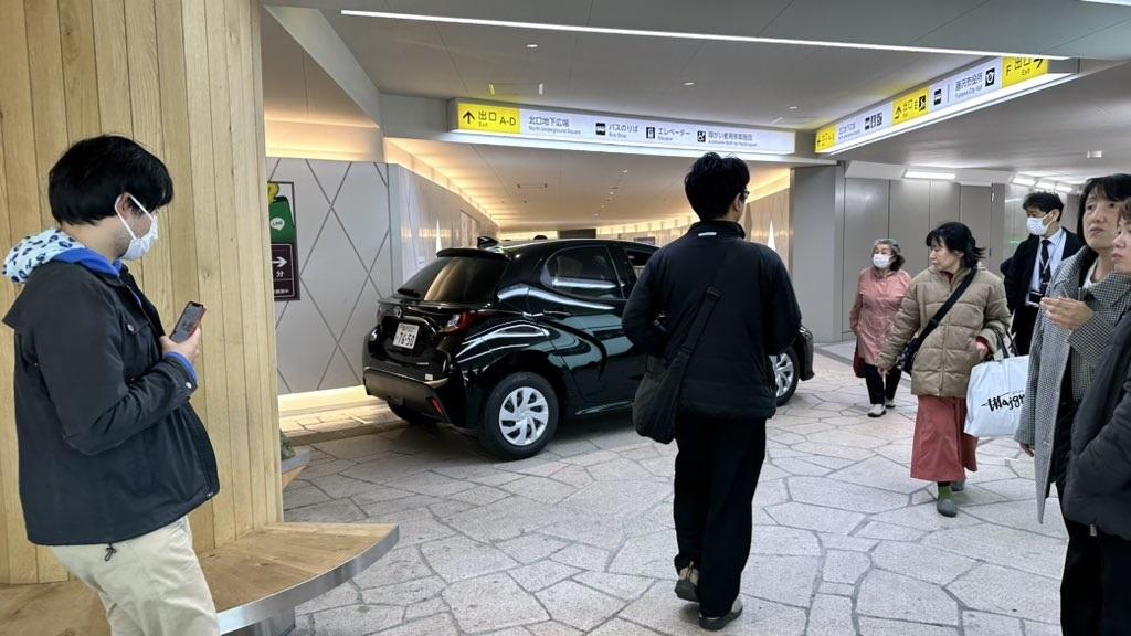 老婦將車駛入行人隧道。(X)