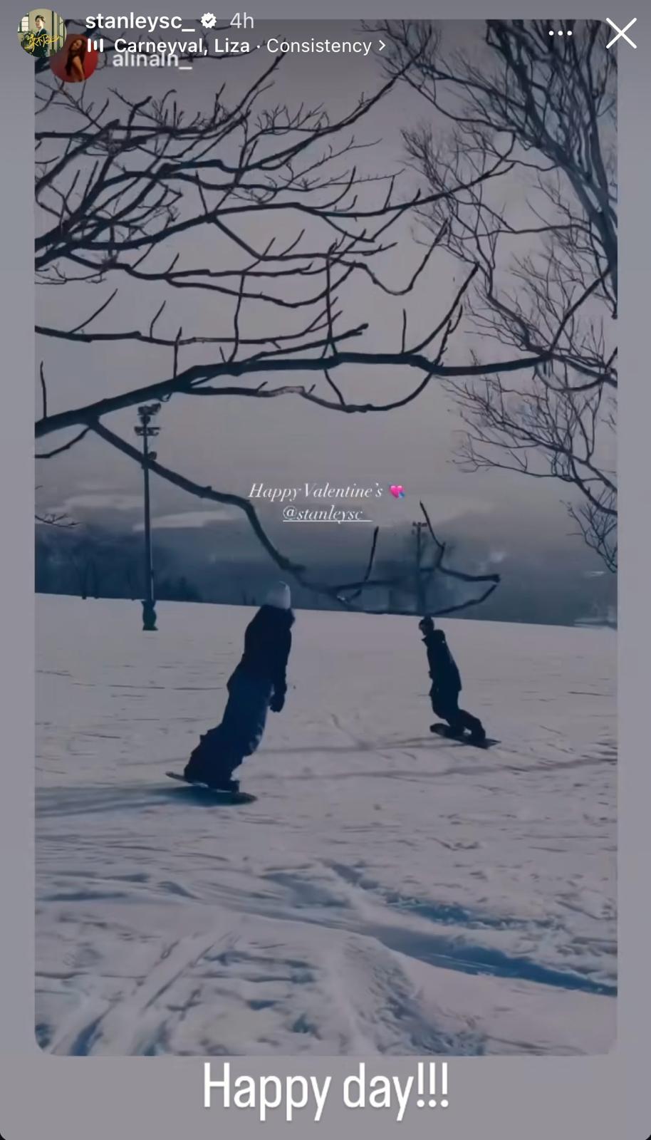 Stanley與Alina在日本滑雪過情人節,好鬼sweet。