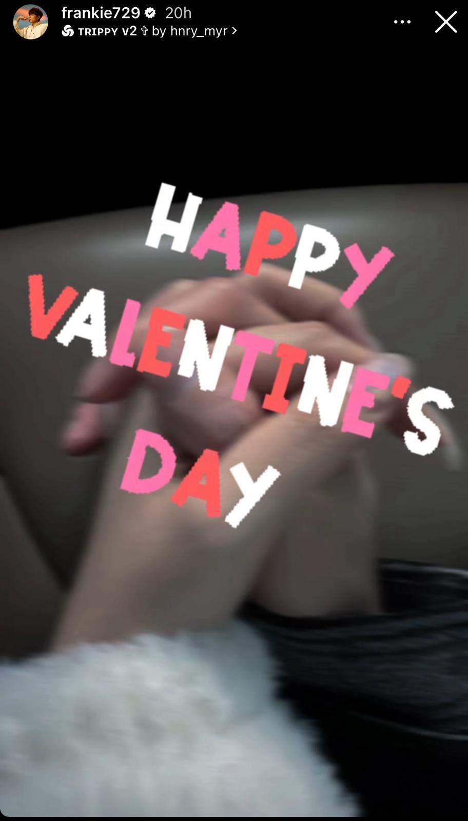 Frankie在IG Story分享與女友十指緊扣的照片。