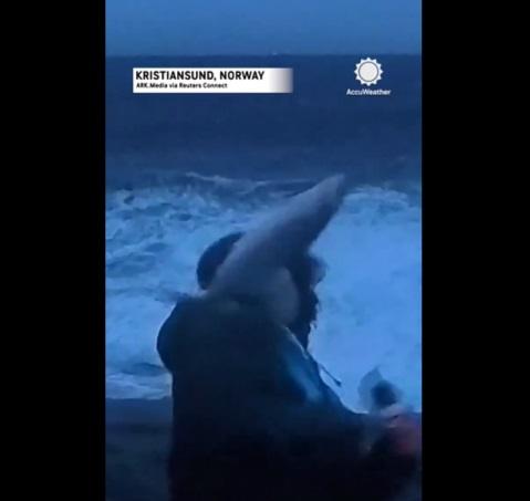 飛魚突如其來,擊中記者臉部。(互聯網)