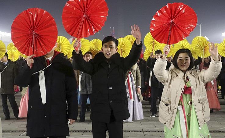 平壤民眾參與2023除夕倒數與迎接新年活動。(資料圖片)