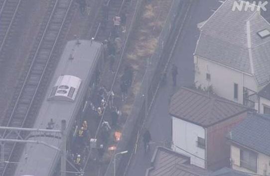 列車停駛,乘客沿路軌疏散。(互聯網)