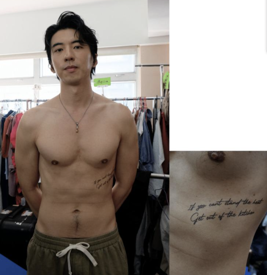 導演特意為烈火加上獨特紋身字句”If you can't stand the heat, get out of the kitchen”