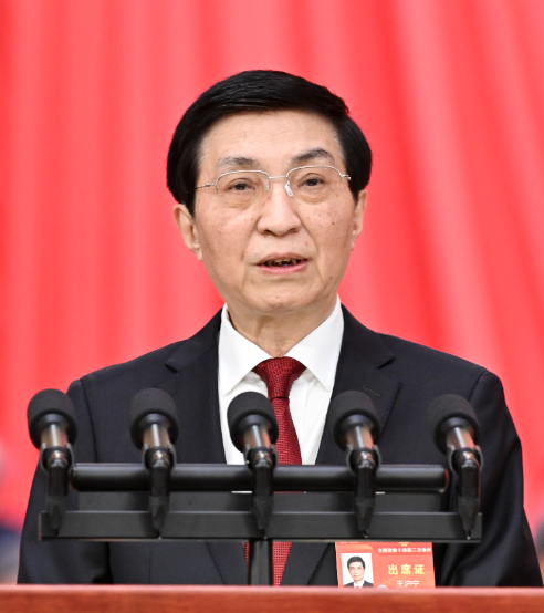 政協主席王滬寧發表任內首份工作報告。(新華社)