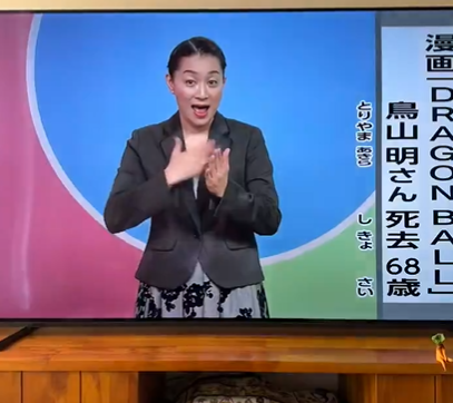 日本NHK教育頻道於手語新聞報道有關消息時,直接使出《龍珠》主角孫悟空招式「龜波氣功」來代表《龍珠》,引起熱話。(影片截圖)
