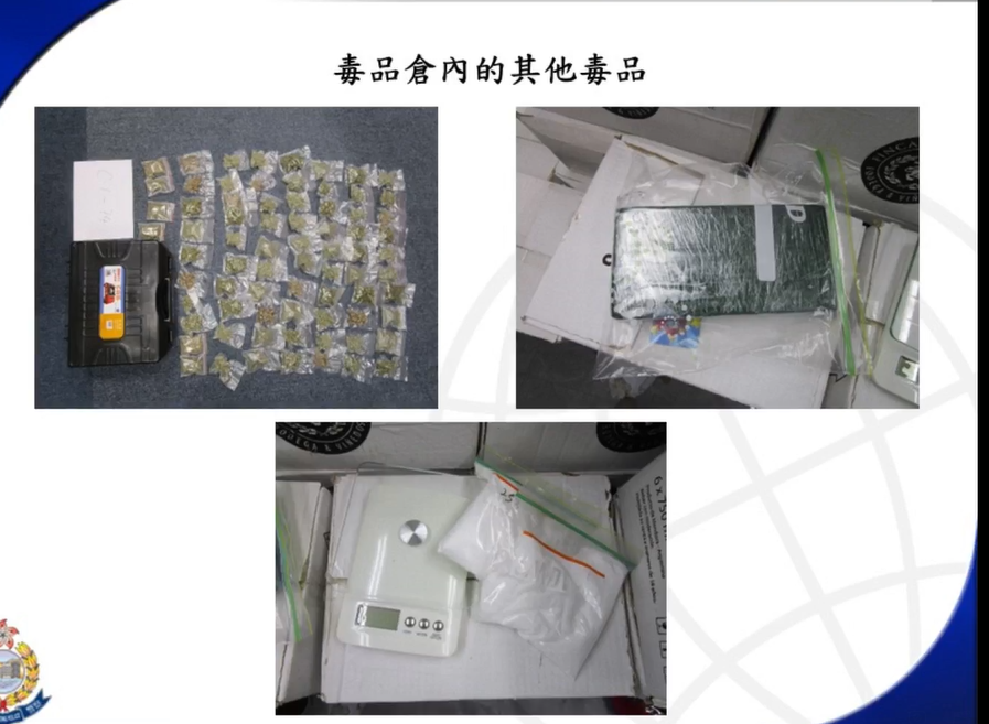 警方毒品調查科過去兩日(3月13及14日)採取反毒品行動,瓦解一個販毒集團,從海外輸入一批懷疑混入液態可卡因的餐酒作為掩飾。(警方FB直播)
