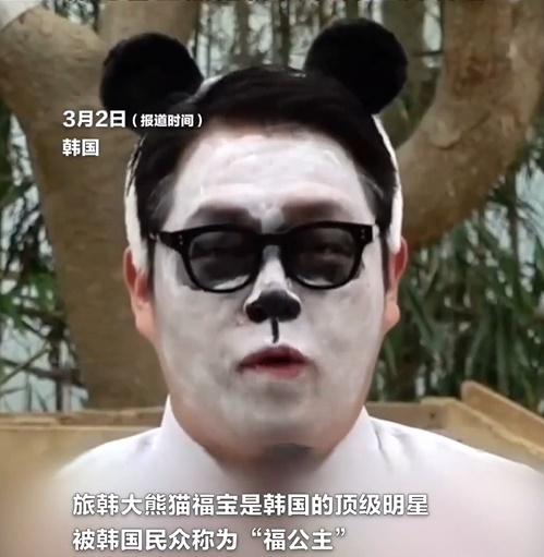 記者大熊貓妝報道「福寶」哽咽登熱搜,網民:哭的我有點想笑。(微博)