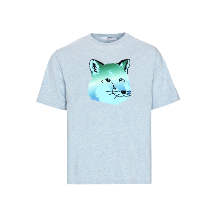 MAISON KITSUNÉ Vibrant 狐狸頭樣式刺繡男士棉質短袖 T恤 - 藍色【網上限定】原價$1,615 特價$1,292