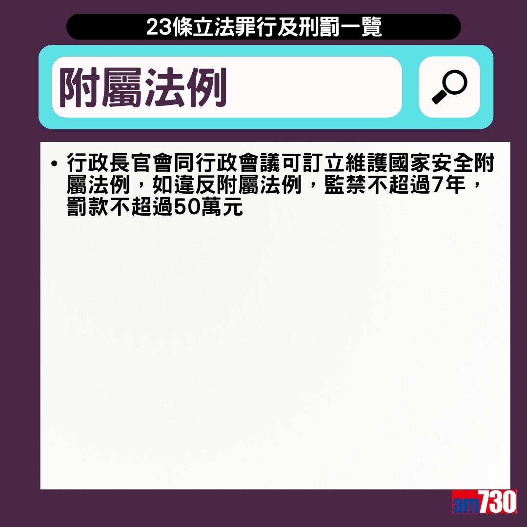 23條立法懶人包|3月23日生效,附屬法例(am730製圖)