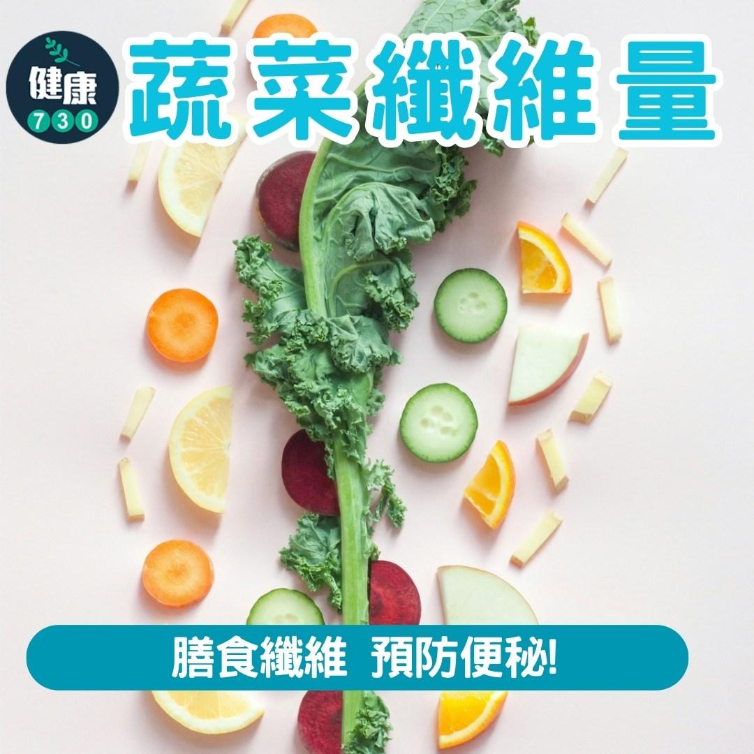 蔬菜纖維量|膳食纖維 預防便秘!(am730製圖)