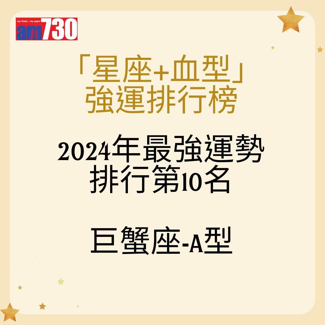 「星座+血型」 強運排行榜2024年最強運勢 排行第10名巨蟹座-A型