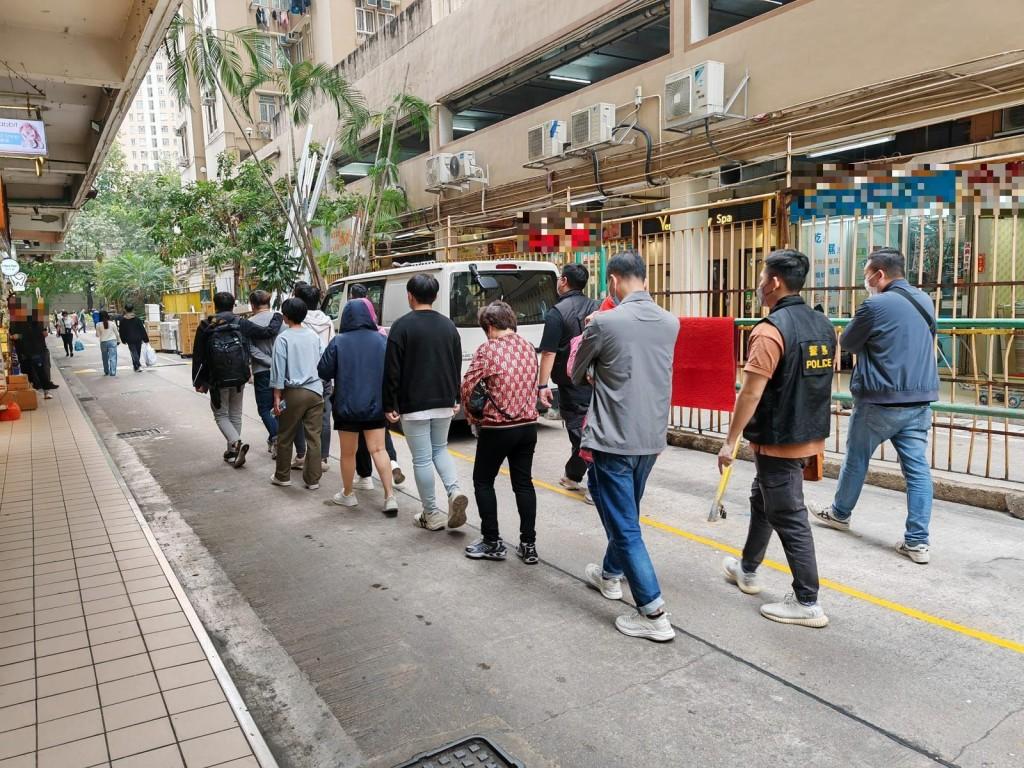 警展開「逸影」行動 擊搜查全港罪惡黑點 拘205人 (警方提供)