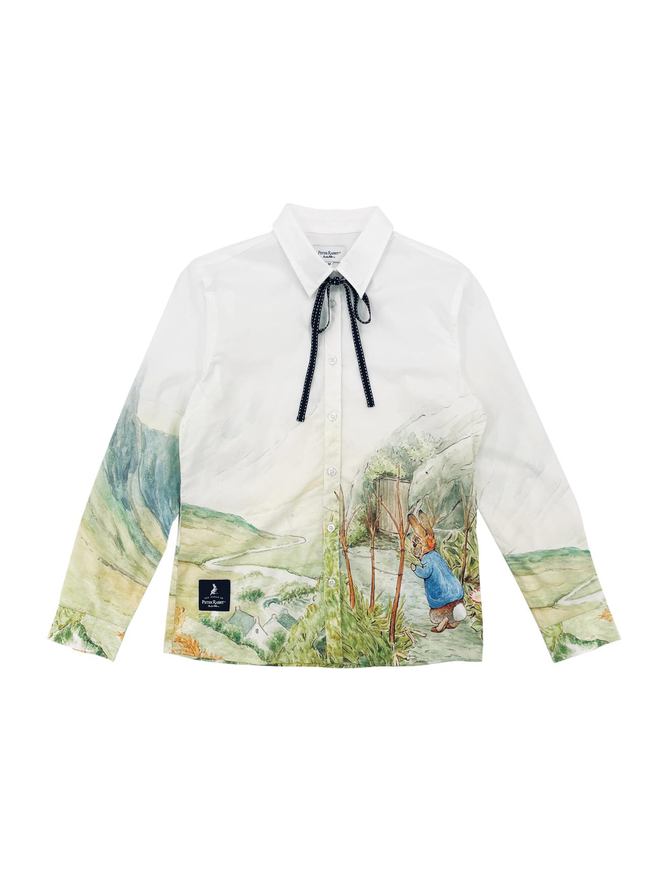 Chevignon x Peter Rabbit 下擺條紋印花襯衫 $759