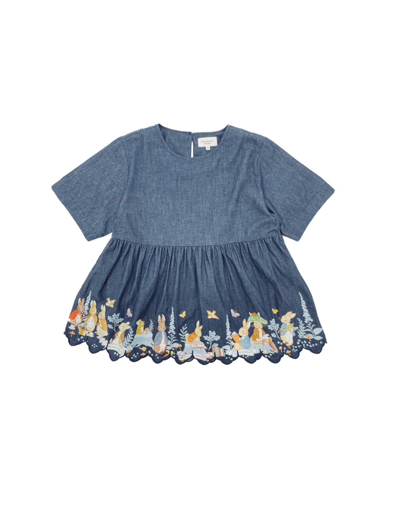 Chevignon x Peter Rabbit 刺繡下擺牛仔襯衫 $699